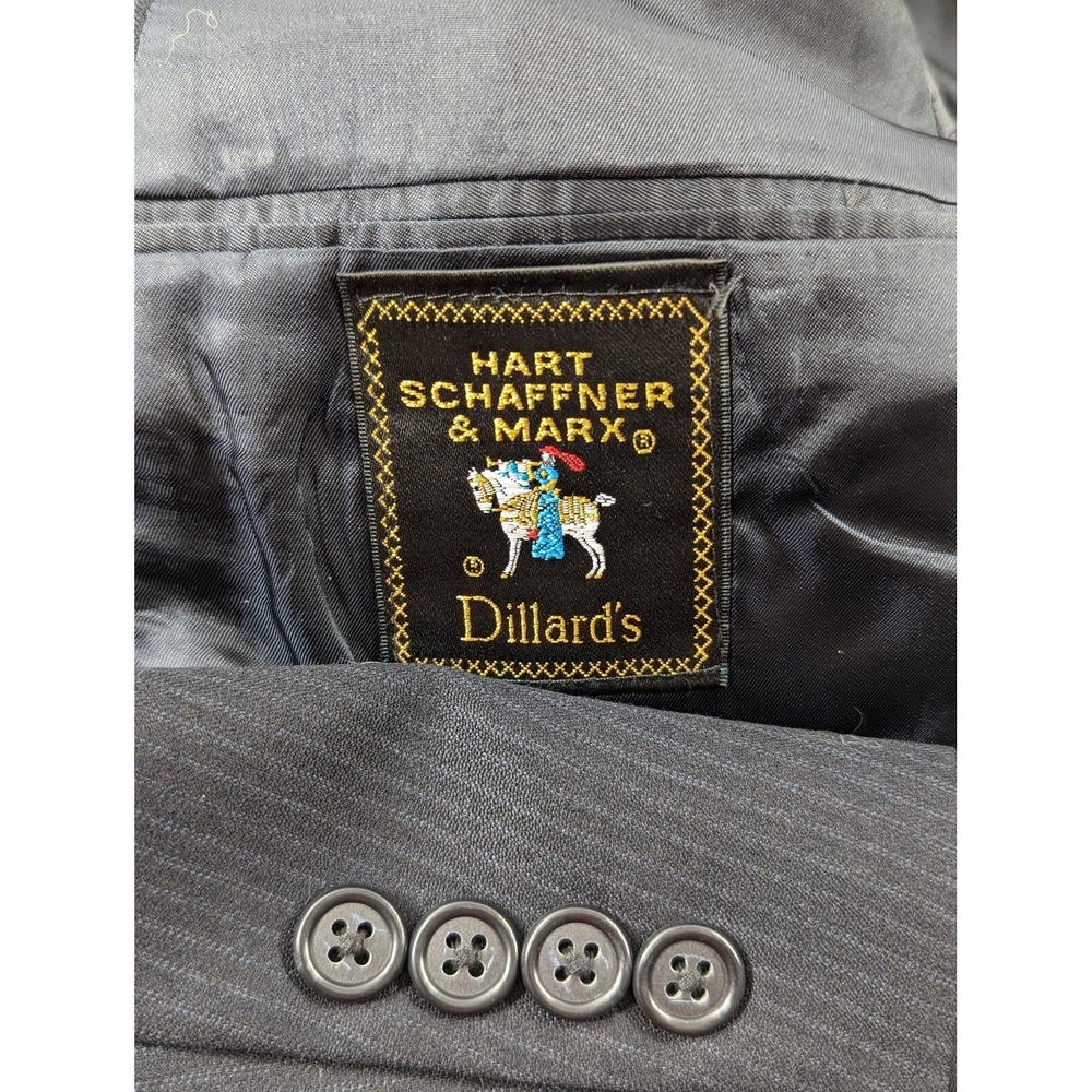 New No Tags Hart Schaffner Marx Mens 3 Button Pure Wool Navy Subtle Stripe 42L - Picture 2 of 6